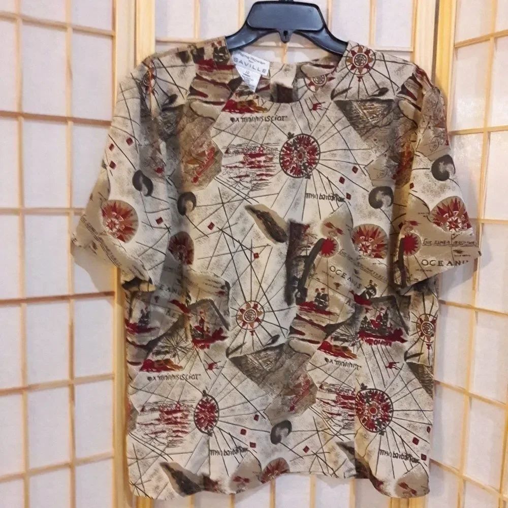 Rena Rowan For Saville Nautical Blouse Sz 12